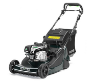 Hayter Harrier 56 Autodrive VS ES InStart petrol lawnmower with 56cm cutting width, rear roller, grass collector and Briggs & Stratton engine, shown from an angled front view.