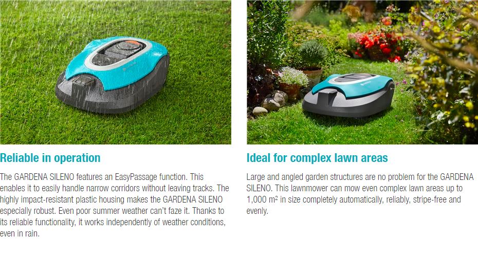 Gardena R100LiC Smart Sileno - Robotic Lawnmower - Steam & Moorland ...