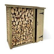 Churnet Valley 6ft x 6ft Log Store with Door & Shelf filled with logs