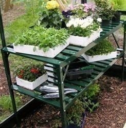 Halls Greenhouse 4ft Two Tier Green Staging 70128 - Steam & Moorland ...