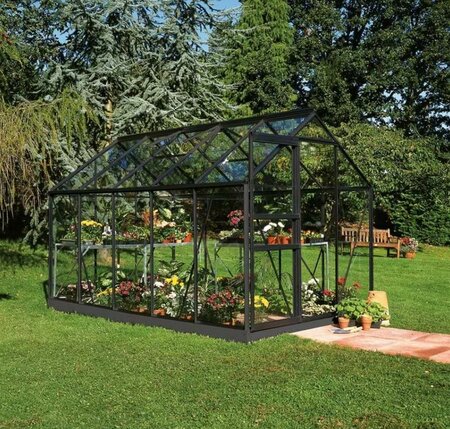 Halls Popular 610 Black Greenhouse 6 x 10 Horti Glass Short Panes F09579