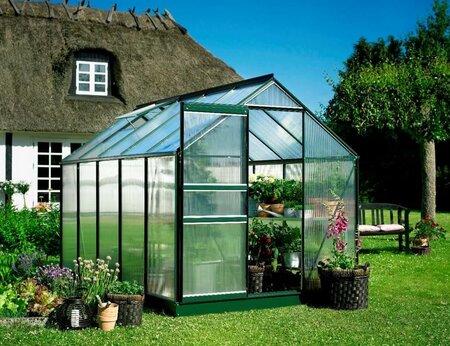 Halls Popular 610 Forest Green Greenhouse 6 x 10 Polycarbonate