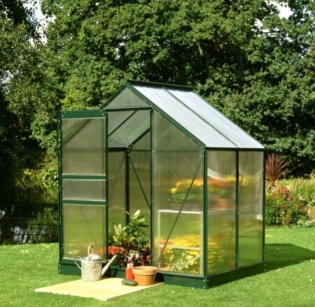 Halls Popular 64 Forest Green Greenhouse 6 x 4 Polycarbonate