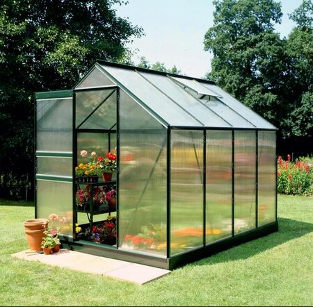 Halls Popular 68 Forest Green Greenhouse 6 x 8 Polycarbonate - S08103