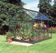 Halls Popular 68 Forest Green Greenhouse 8 x 6 Horti Glass Short Panes - S08101