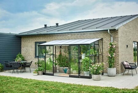 Halls QUBE Lean-To Greenhouse 612 Black Toughened Glass - image 1