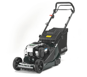 Hayter Harrier 41 375A petrol rear roller lawnmower featuring Briggs & Stratton 625E 150cc engine, aluminium deck and variable speed self-propelled transmission.