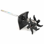 Honda SSCL VersaTool Cultivator Attachment on a white background, showing the metal tines, durable gearbox, and protective guard for preparing and aerating garden soil.