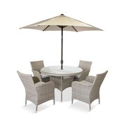 LeisureGrow - Monte Carlo Sand 4-seat Dining Set with 2.5M Parasol - MCSA/SET2