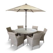 LeisureGrow - Monte Carlo Sand 6-seat Dining Set With 3M Parasol - MCSA/SET3 - image 1