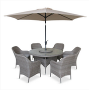 LeisureGrow - Monte Carlo Sand 6-seat Dining Set With Lazy Susan and 3M Parasol - MCSA/SET3 - image 1