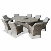 LG St Tropez Sand 8 Seat Garden Dining Set & 3m Parasol on white background