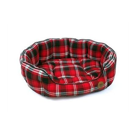 Petface Red Tartan Check Oval Bed Large