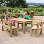 Philippa Dining Set full dining table in view with two women enjoying drinks